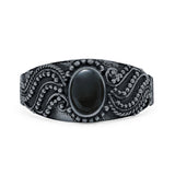 Lab Created Black Onyx Bali Ring Oxidized 925 Sterling Silver