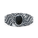 Lab Created Black Onyx Bali Ring Oxidized 925 Sterling Silver