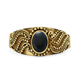 Lab Created Black Onyx Bali Ring Oxidized 925 Sterling Silver