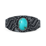 Turquoise Bali Ring Oxidized 925 Sterling Silver