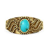 Turquoise Bali Ring Oxidized 925 Sterling Silver