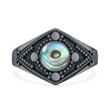 Abalone Shell Bali Ring Oxidized 925 Sterling Silver