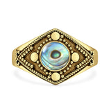 Abalone Shell Bali Ring Oxidized 925 Sterling Silver