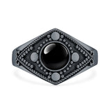 Lab Created Black Onyx Bali Ring Oxidized 925 Sterling Silver