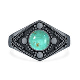 Turquoise Bali Ring Oxidized 925 Sterling Silver