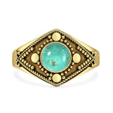 Turquoise Bali Ring Oxidized 925 Sterling Silver