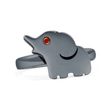 Round 11mm Garnet CZ Elephant Ring Oxidized 925 Sterling Silver