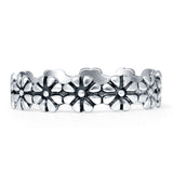 Minimalist 4mm Daisy Flower Ring Oxidized Bands 925 Sterling Silver