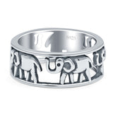 Minimalist 7mm Elephant Ring Oxidized Band 925 Sterling Silver