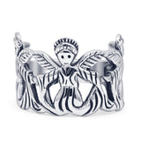 Minimalist 15mm Angel Wings Ring Oxidized 925 Sterling Silver