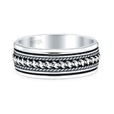 Minimalist 7mm Rope Band Ring 925 Sterling Silver