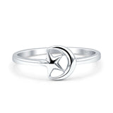 Minimalist 7.6mm Crescent Moon & Star Ring 925 Sterling Silver