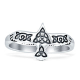 Minimalist 10.6mm Trinity Bird Ring Oxidized 925 Sterling Silver