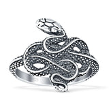 Art Deco 17.7mm Oxidized Snake Ring Vintage Style 925 Sterling Silver