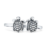 Minimalist 8mm Turtle Couple Ring Oxidized 925 Sterling Silver