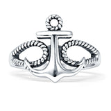 Anchor Ring 15mm Oxidized Twisted Rope 925 Sterling Silver