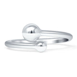 Minimalist 9mm Ball Ring Oxidized Adjustable Vintage Style 925 Sterling Silver