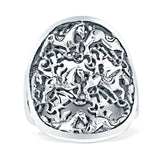 Vintage Style 23.6mm Unicorn Ring Oxidized Horse Filigree 925 Sterling Silver