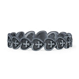 Heart & Cross Ring Oxidized Band