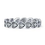Heart & Cross Ring Oxidized Band