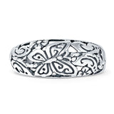 Vintage Style 8mm Butterfly Ring Oxidized Filigree 925 Sterling Silver