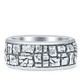 Stackable 8.2mm Pebble Bands Oxidized Ring Vintage Style 925 Sterling Silver