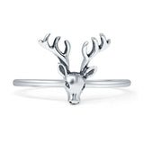 Vintage Style 11.1mm Deer Ring Oxidized 925 Sterling Silver