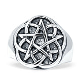 Star Ring 16mm Oxidized Celtic Vintage Style 925 Sterling Silver