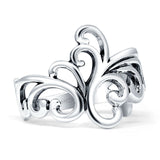 Vintage Style 16.1mm Swirl Ring Oxidized Filigree 925 Sterling Silver