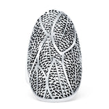 Vintage Style 44.2mm Oval Oxidized Leaf Vein Nature Ring 925 Sterling Silver