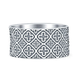 Vintage Style 9.4mm Cross Band Oxidized Faith Ring 925 Sterling Silver