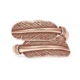 Oxidized Feather Ring Adjustable Band
