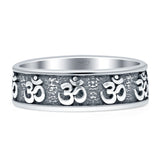 Minimalist 6.2mm OM Band Mantra Rings Oxidized 925 Sterling Silver