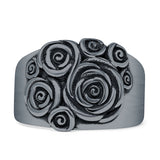 Oxidized Rose Flower Ring