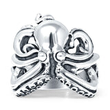 Vintage Style 19.7mm Oxidized Octopus Ring 925 Sterling Silver