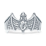 Minimalist 12mm Bat Ring Vintage Style Oxidized 925 Sterling Silver