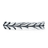 Minimalist 4mm Leaf Ring Oxidized Band 925 Sterling Silver