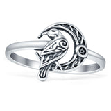 Celtic Raven Crescent Moon Rings
