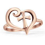 Oxidized Cross & Heart Rings