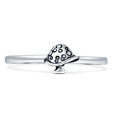 Minimalist 5.3mm Vintage Style Mushroom Ring Oxidized 925 Sterling Silver