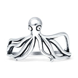 Minimal 13.3mm Vintage Style Octopus Ring Oxidized 925 Sterling Silver