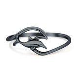 Oxidized Dolphin Wave Ring