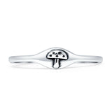 Minimal 4.3mm Oxidized Mushroom Signet Ring 925 Sterling Silver