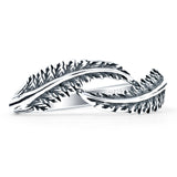 Minimalist 7.2mm Feather Ring Oxidized 925 Sterling Silver