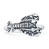 Vintage Style 10.7mm Crawfish Lobster Ring Oxidized 925 Sterling Silver