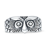 Vintage Style 8mm Owl Ring Oxidized 925 Sterling Silver Wholesale