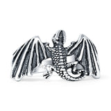 Vintage Style 11.5mm Dragon Ring Oxidized 925 Sterling Silver