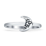 Minimalist 7.4mm Crescent Moon Ring Oxidized 925 Sterling Silver