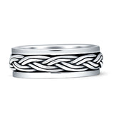 Spinner Braided Silver Ring 5.7mm Oxidized Band 925 Sterling Silver