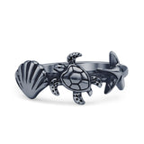 Seashell Turtle & Starfish Ring